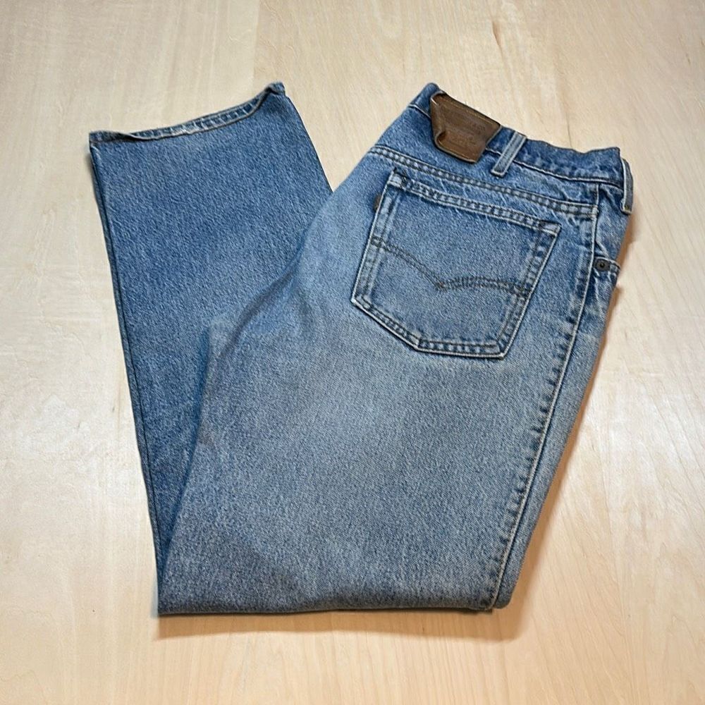 Vintage Levis Two Horse Jeans Mens‎ 36x30 Blue Denim Leather Tab 80's Faded